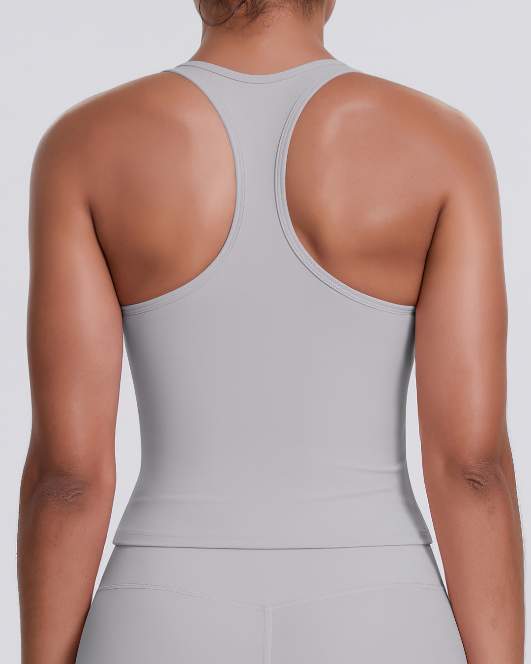 Gwen T-Back Top - Light Grey