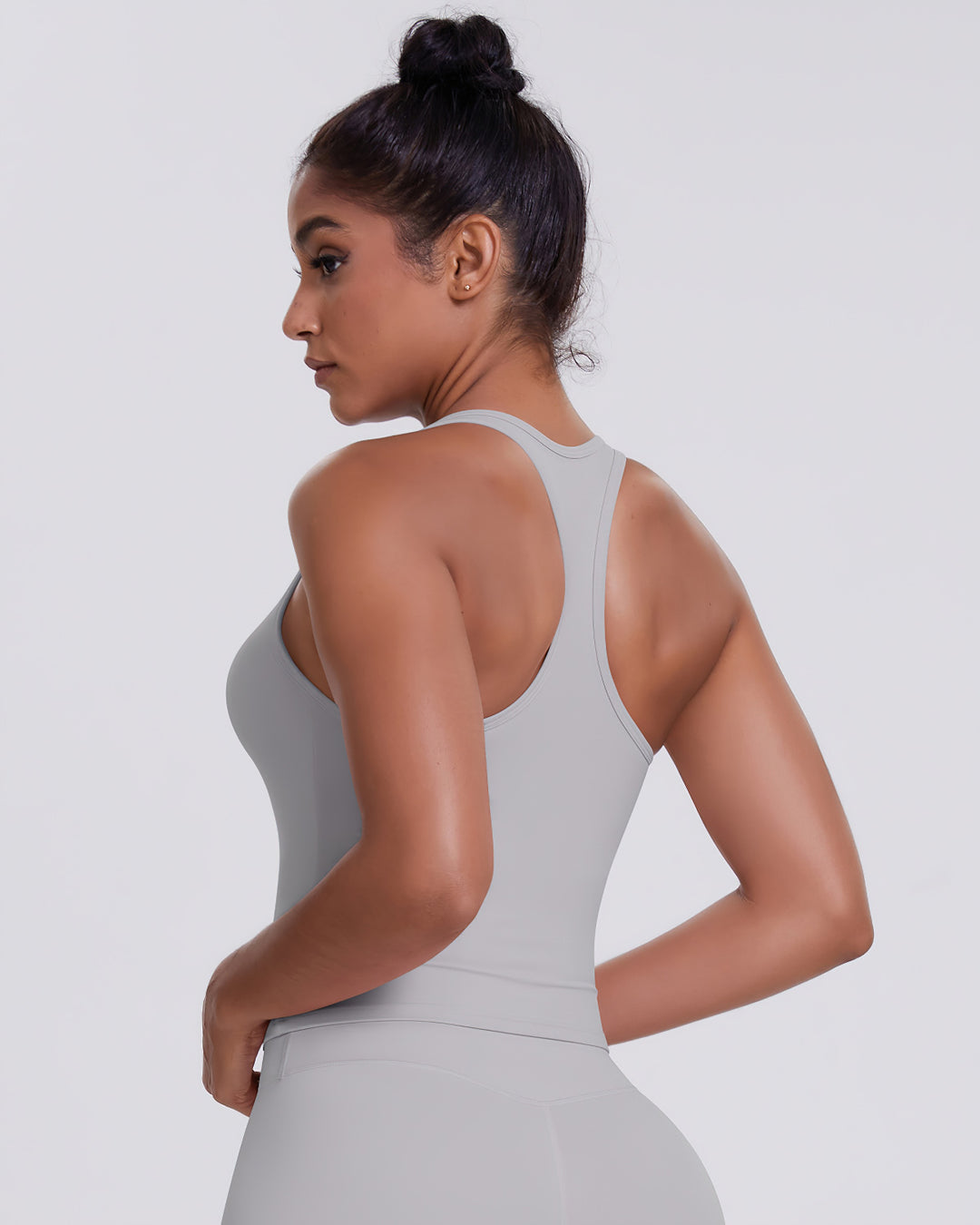 Gwen T-Back Top - Light Grey
