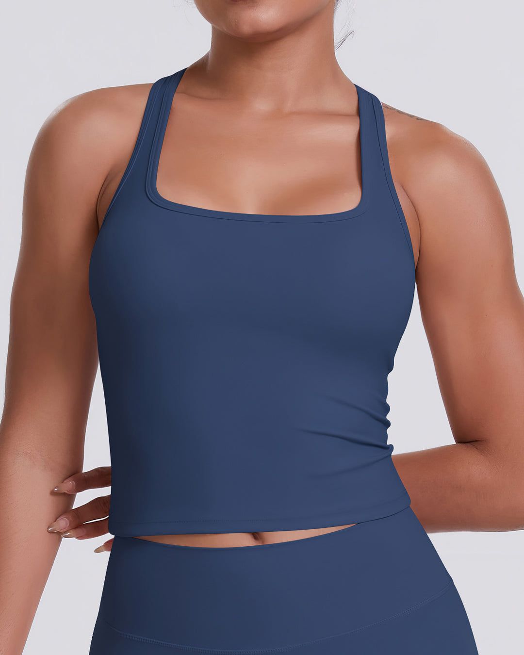 Gwen T-Back Top - Navy