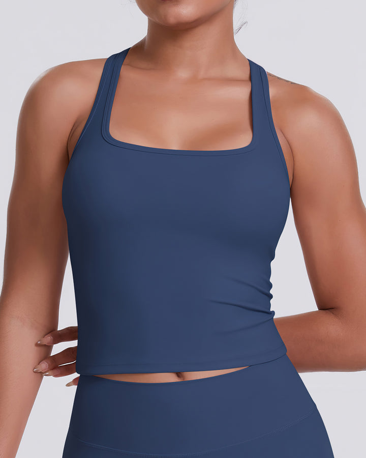 Gwen T-Back Top - Navy