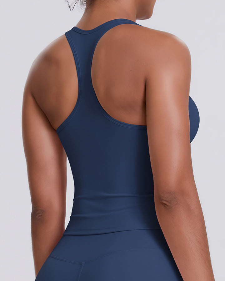 Gwen T-Back Top - Navy