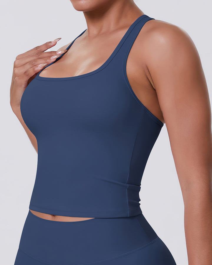 Gwen T-Back Top - Navy