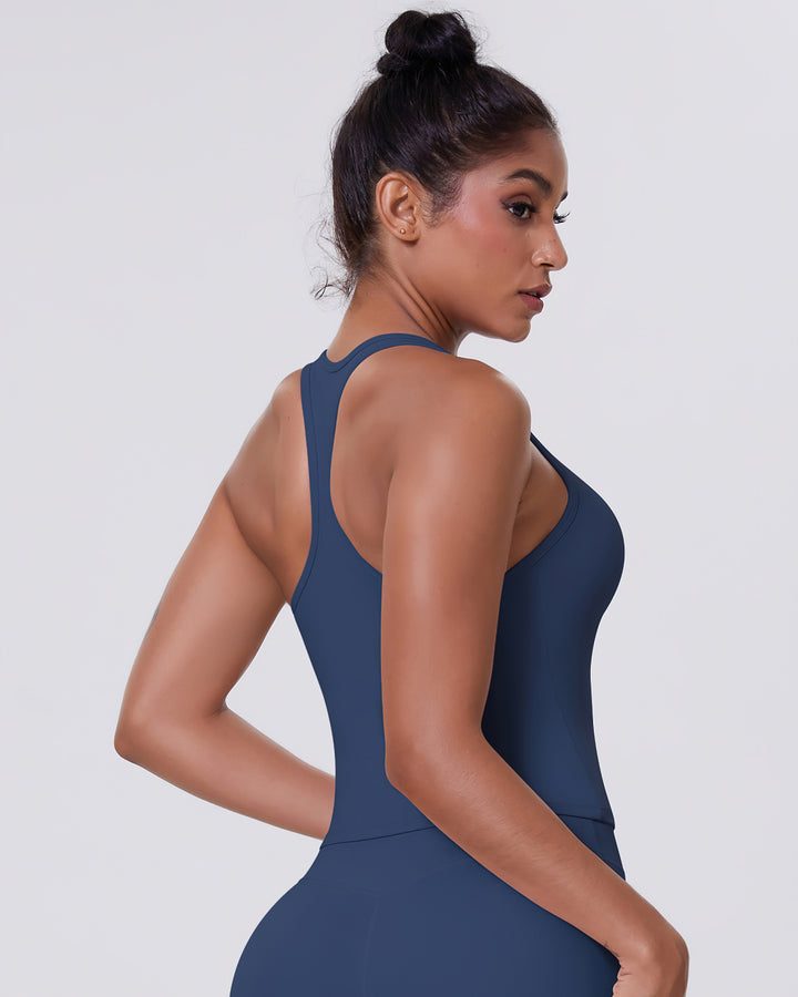 Gwen T-Back Top - Navy