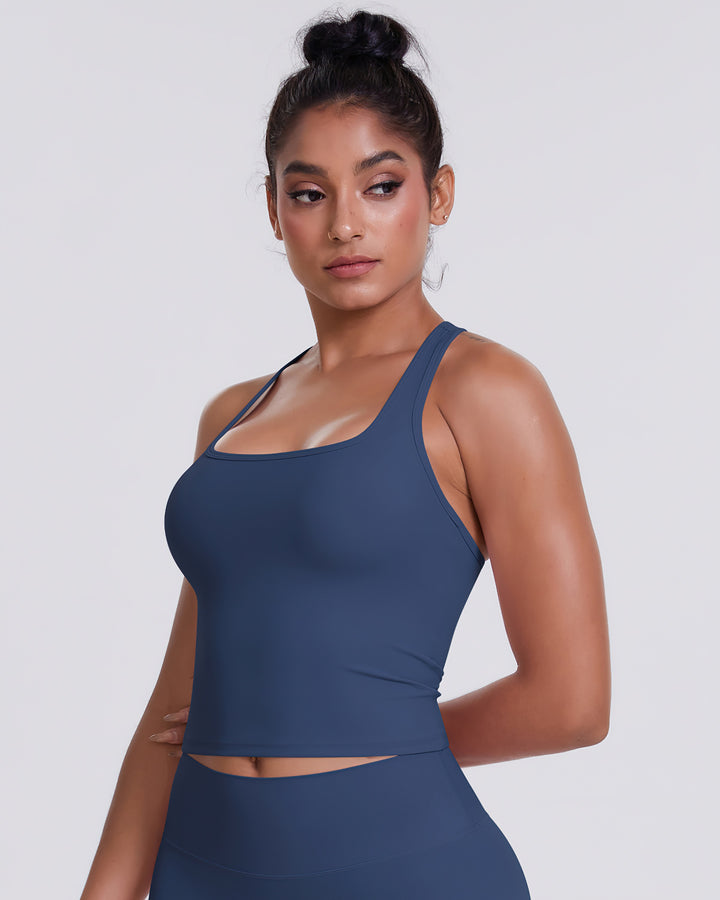 Gwen T-Back Top - Navy