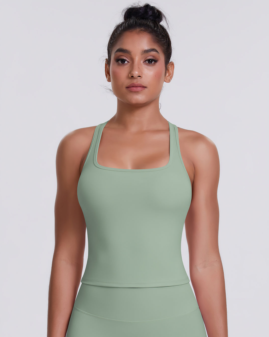 Gwen T-Back Top - Sage Green