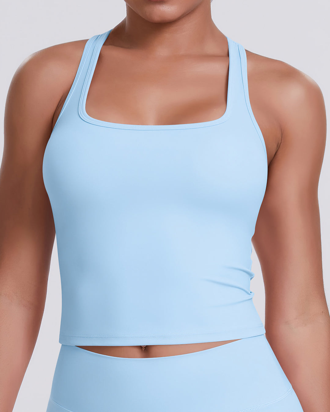 Gwen T-Back Top - Sky Blue