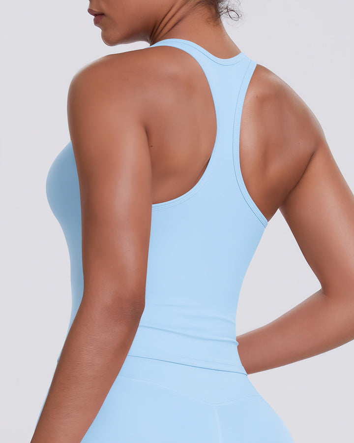Gwen T-Back Top - Sky Blue