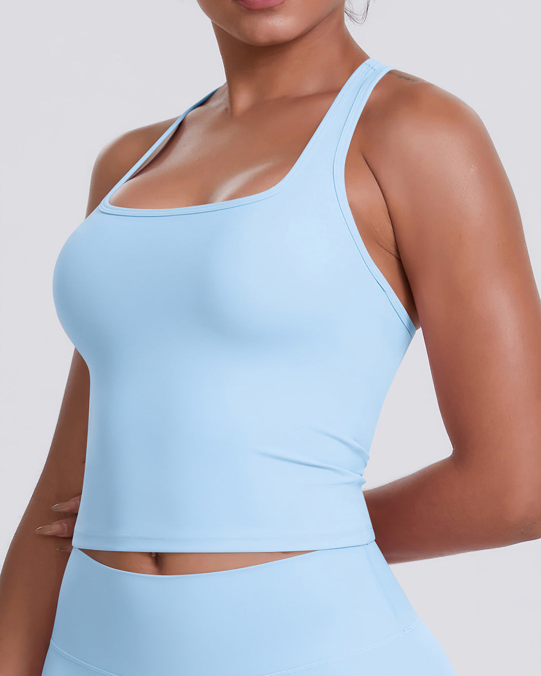 Gwen T-Back Top - Sky Blue