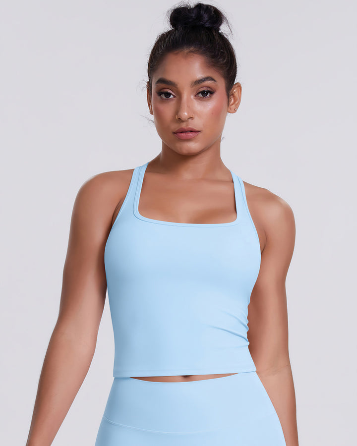 Gwen T-Back Top - Sky Blue