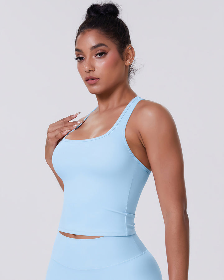 Gwen T-Back Top - Sky Blue