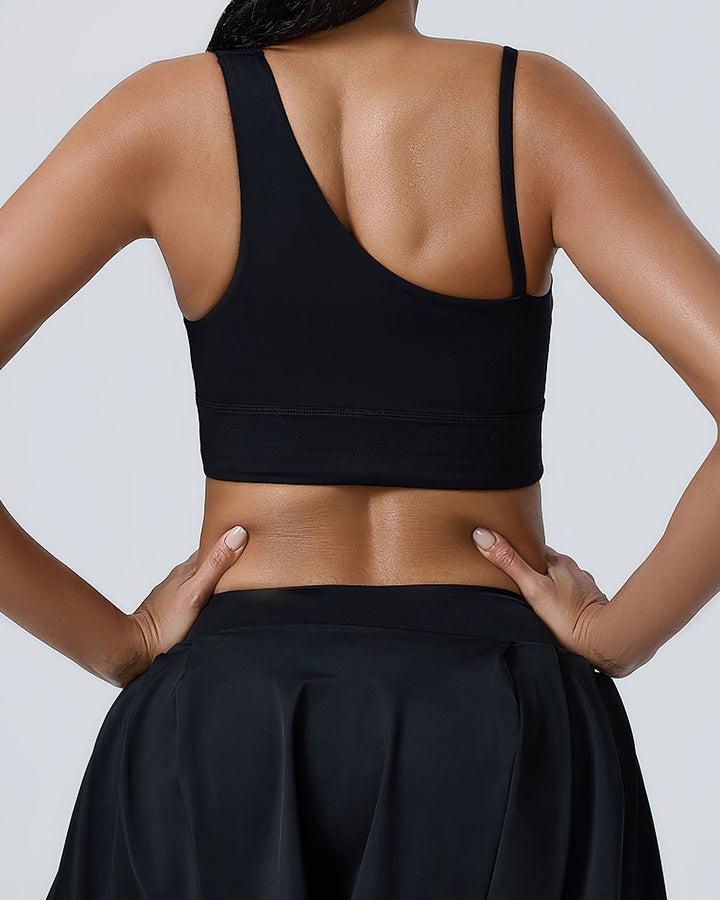 Heloise One-Shoulder Sports Bra - Black
