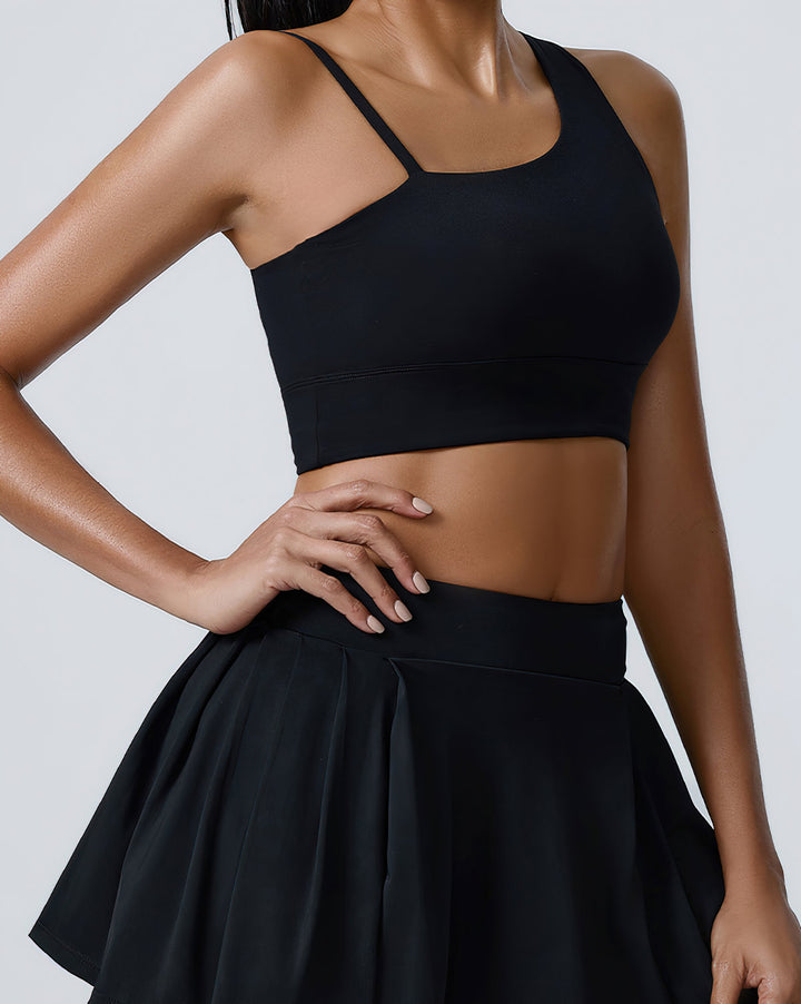 Heloise One-Shoulder Sports Bra - Black