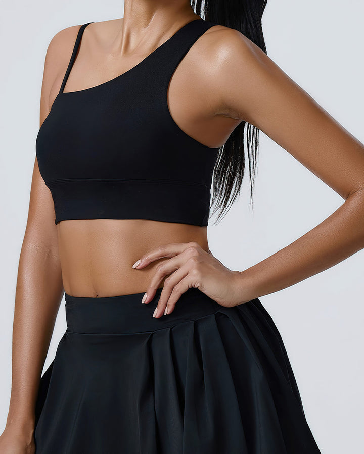 Heloise One-Shoulder Sports Bra - Black