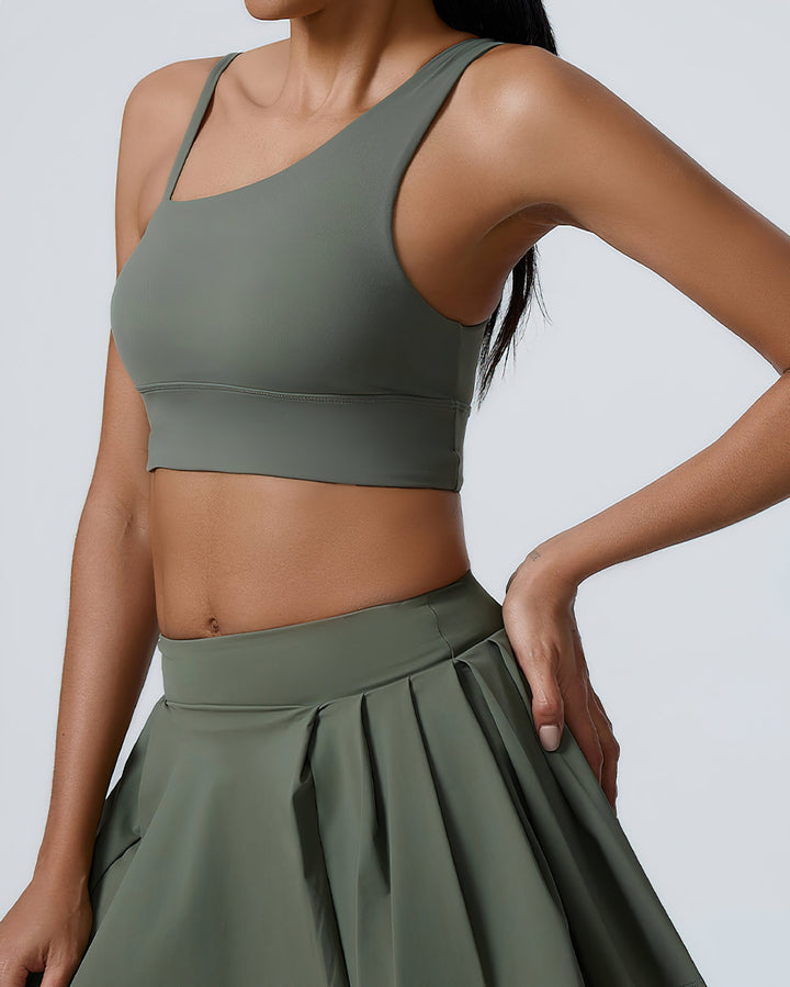 Heloise One-Shoulder Sports Bra - Green