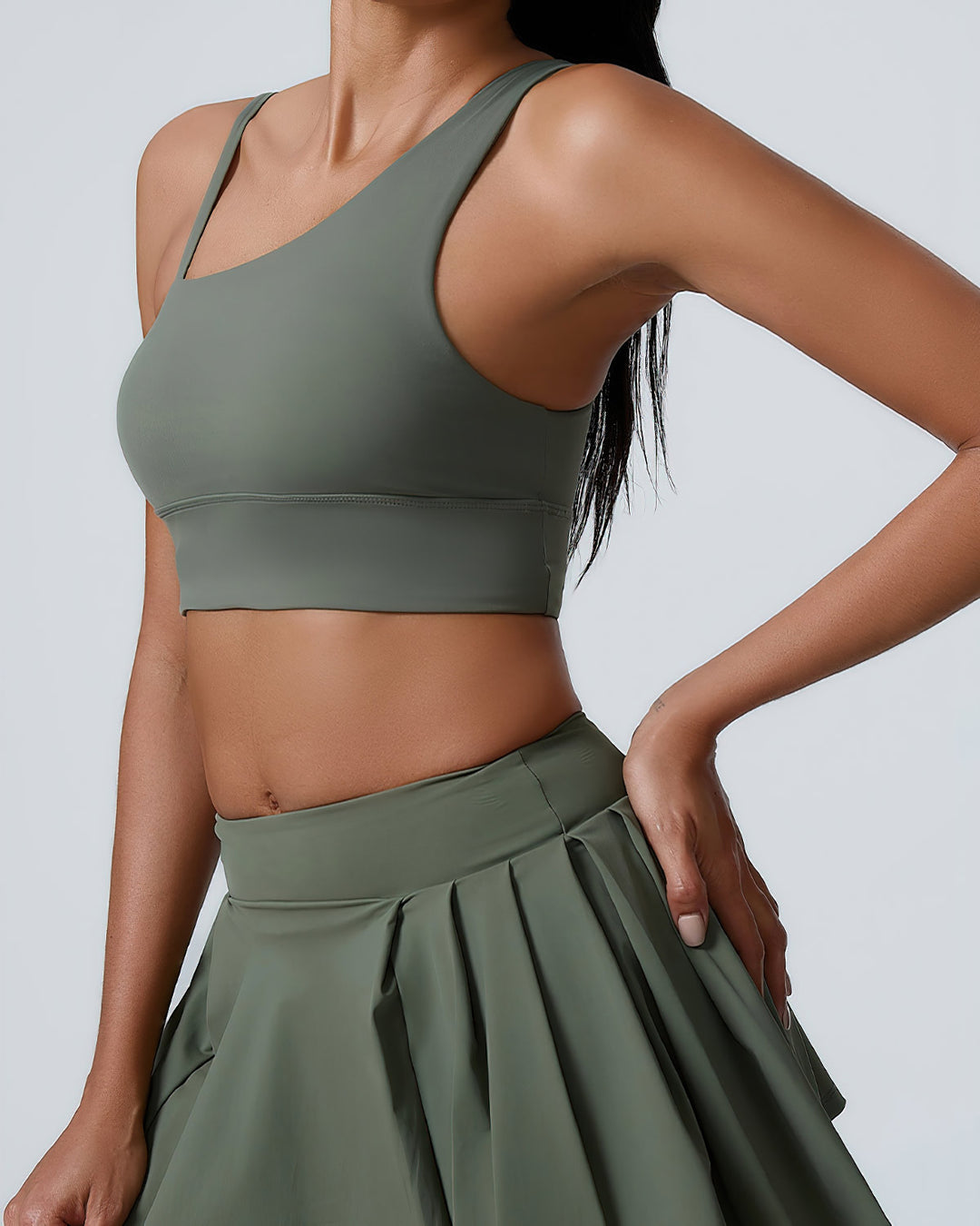 Heloise One-Shoulder Sports Bra - Green
