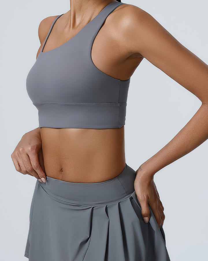 Heloise One-Shoulder Sports Bra - Grey