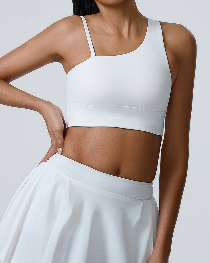 Heloise One-Shoulder Sports Bra - White
