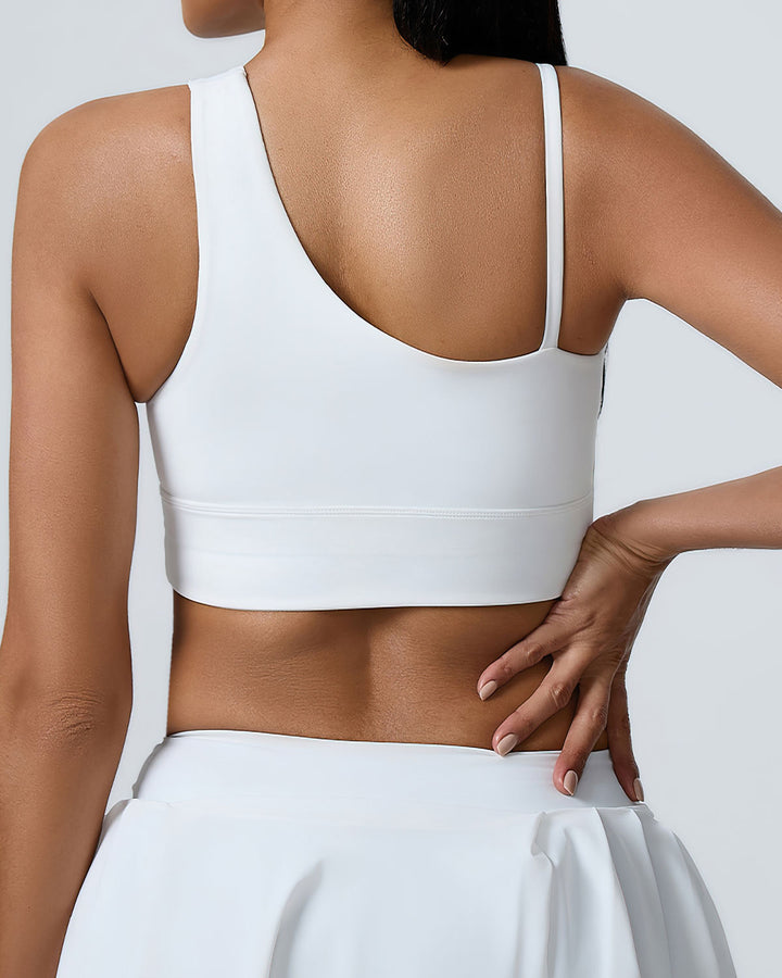 Heloise One-Shoulder Sports Bra - White