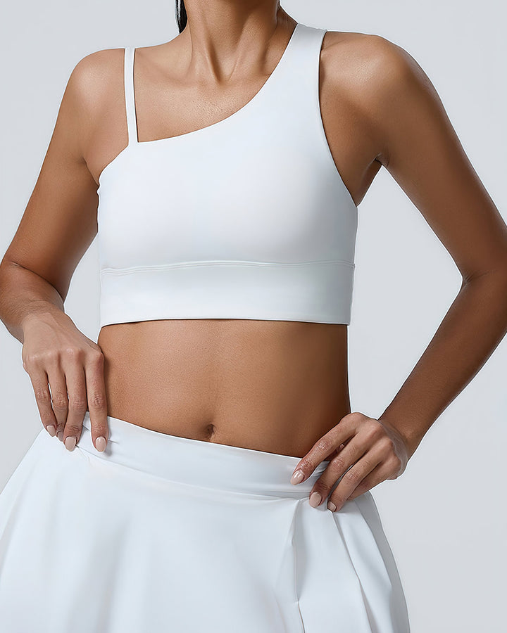 Heloise One-Shoulder Sports Bra - White