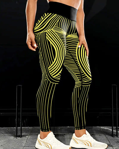 Hypno-Wave Leggings - Yellow