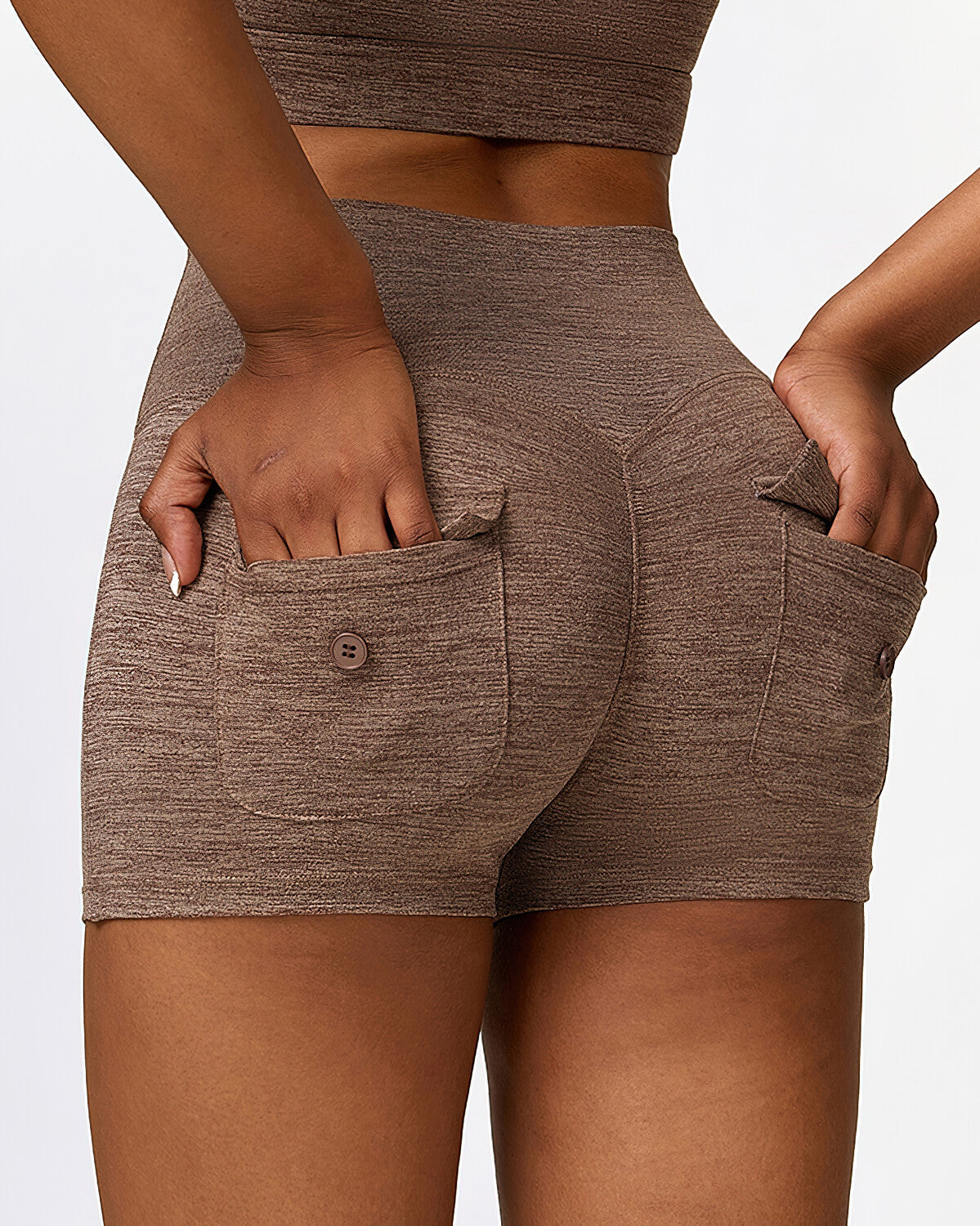 Jemma Seamless Pocket Shorts - Brown