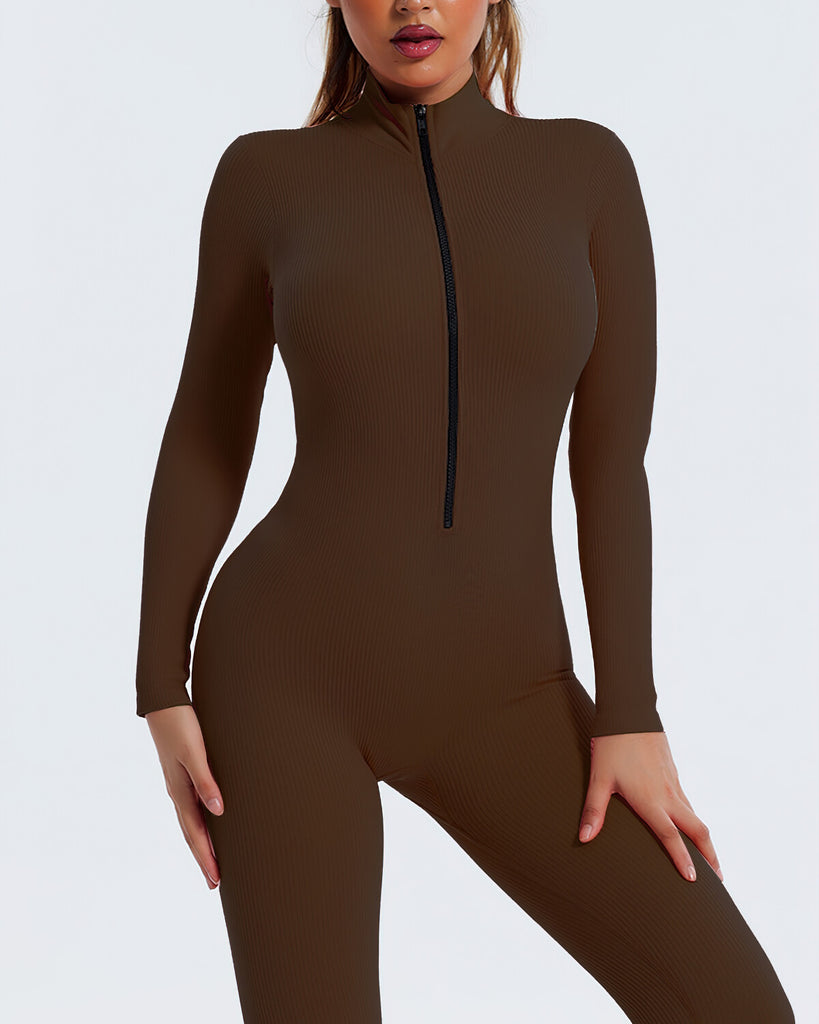 Kendra Seamless Jumpsuit - Brown – Amelia Activewear