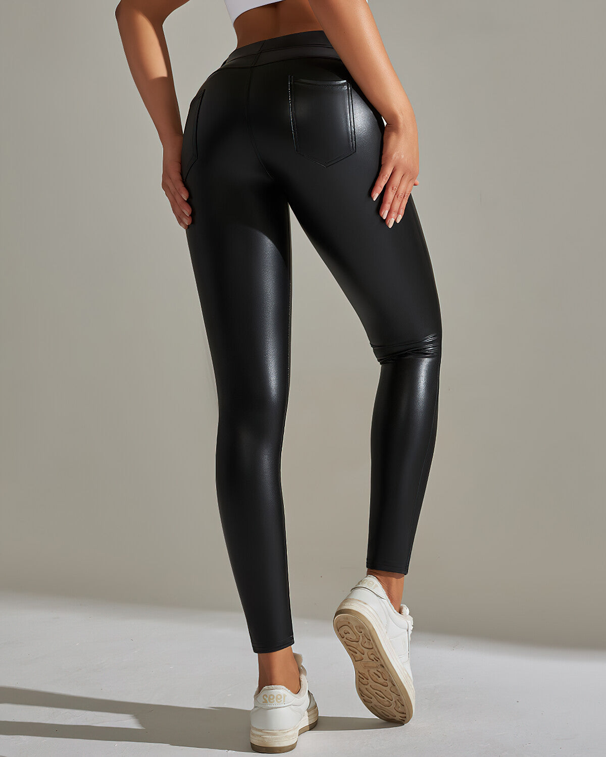 Kenna Vegan Leather Leggings - Black