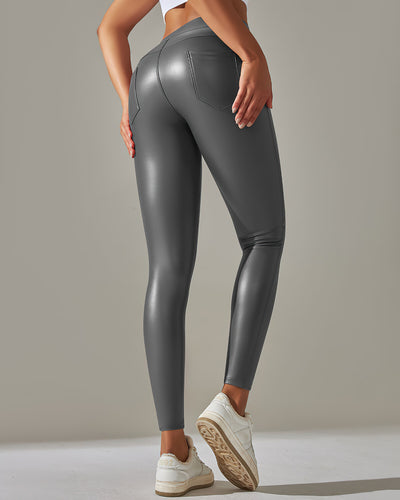 Kenna Vegan Leather Leggings - Grey