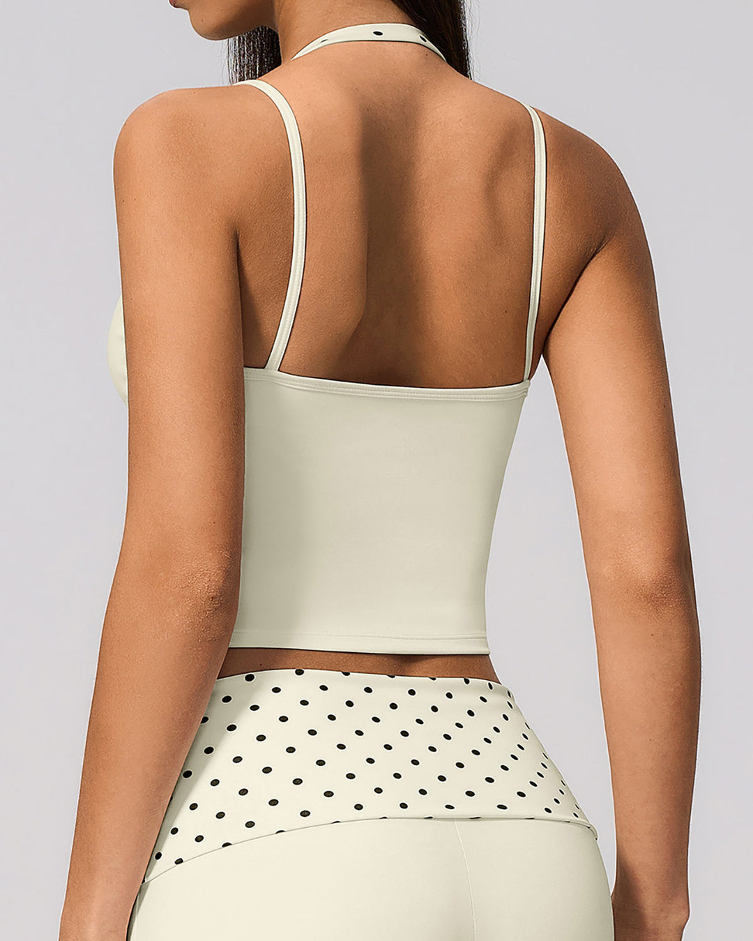 Lacey Crop Top - Beige Polka Dot