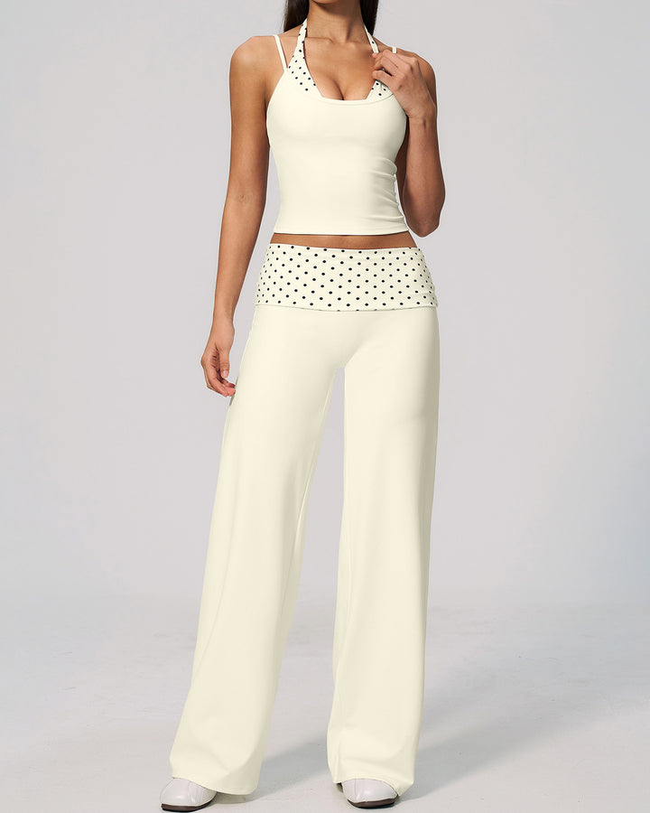 Lacey Crop Top - Beige Polka Dot