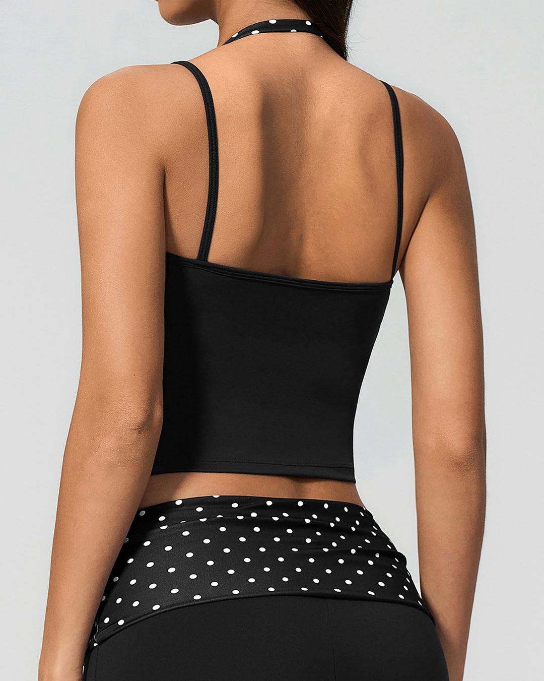 Lacey Crop Top - Black Polka Dot
