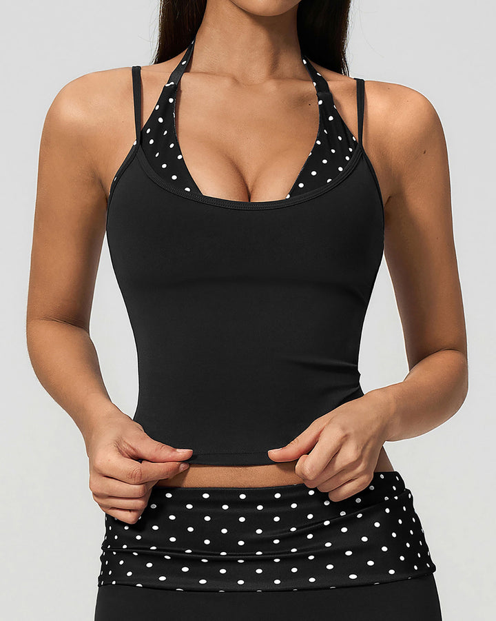 Lacey Crop Top - Black Polka Dot