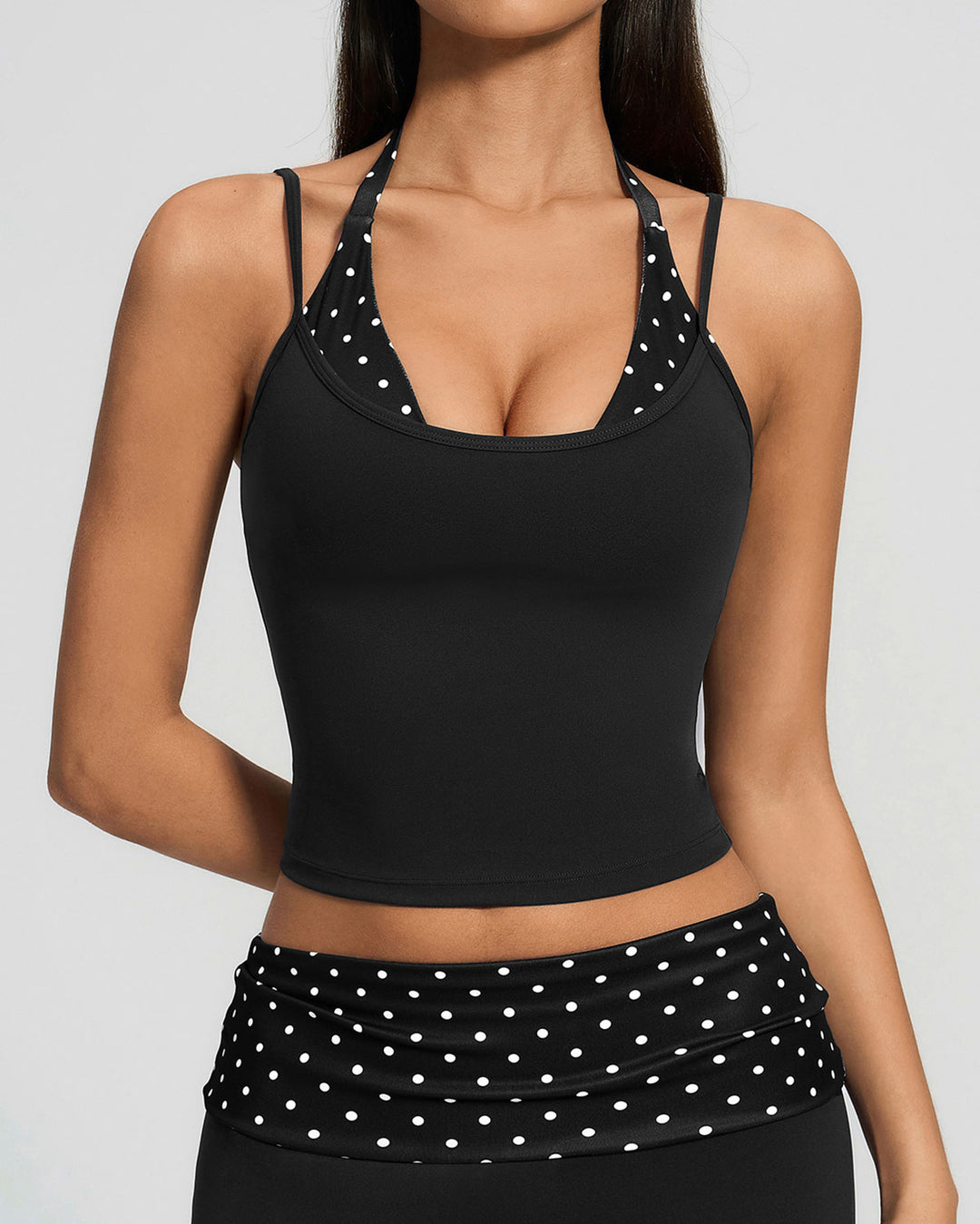 Lacey Crop Top - Black Polka Dot