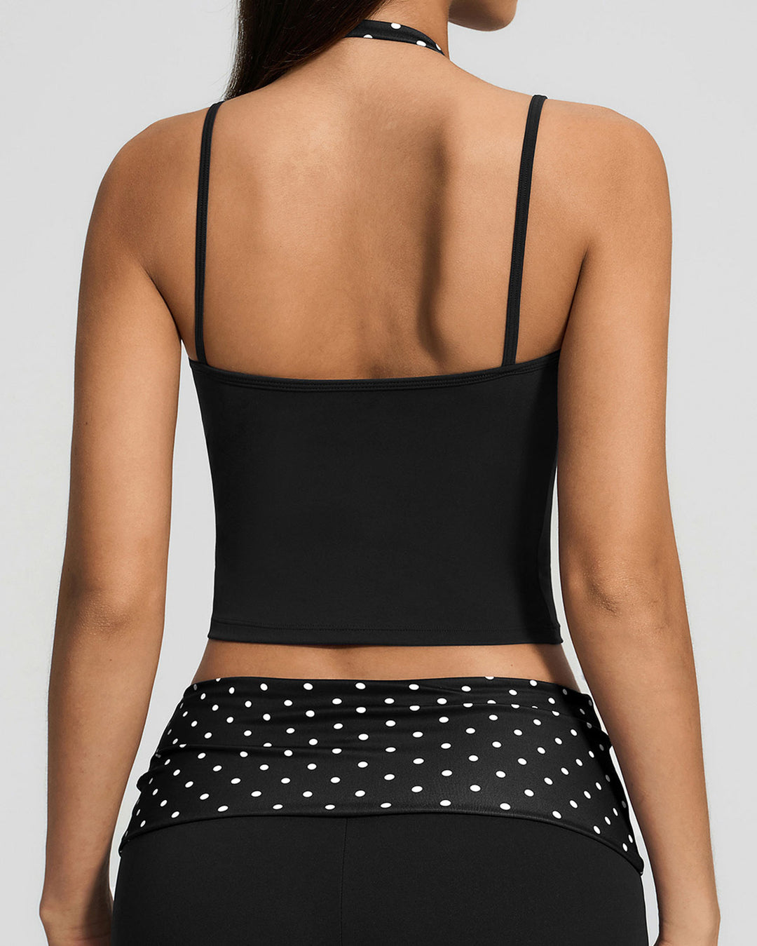 Lacey Crop Top - Black Polka Dot