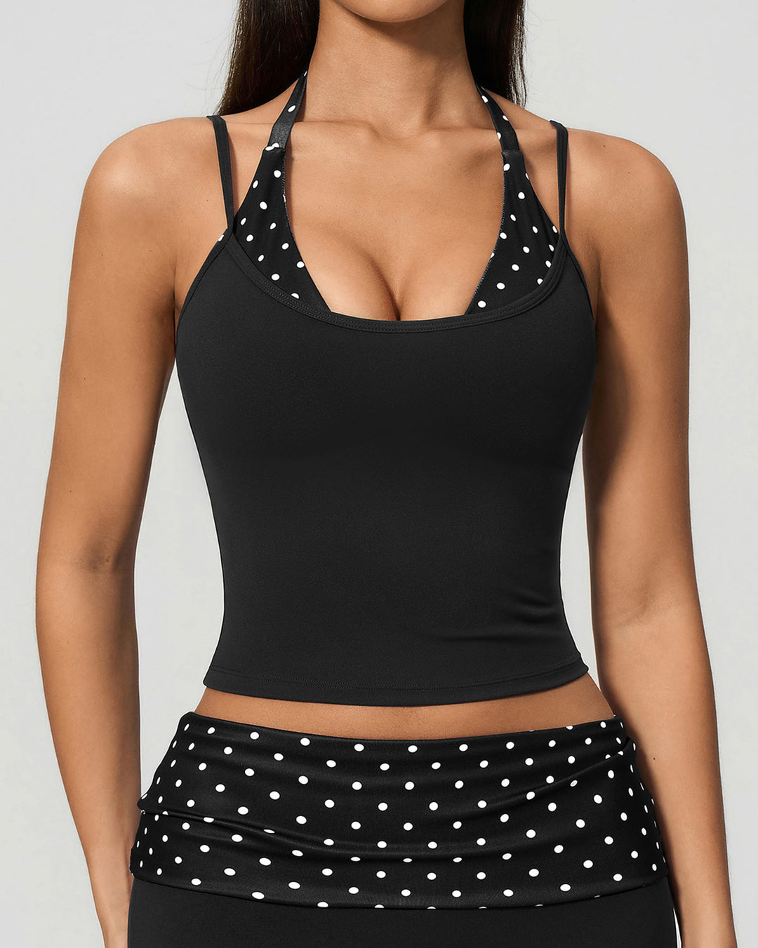 Lacey Crop Top - Black Polka Dot