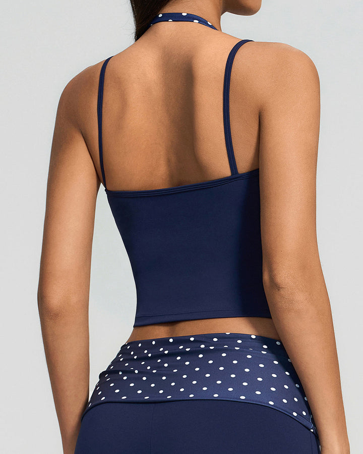 Lacey Crop Top - Navy Polka Dot