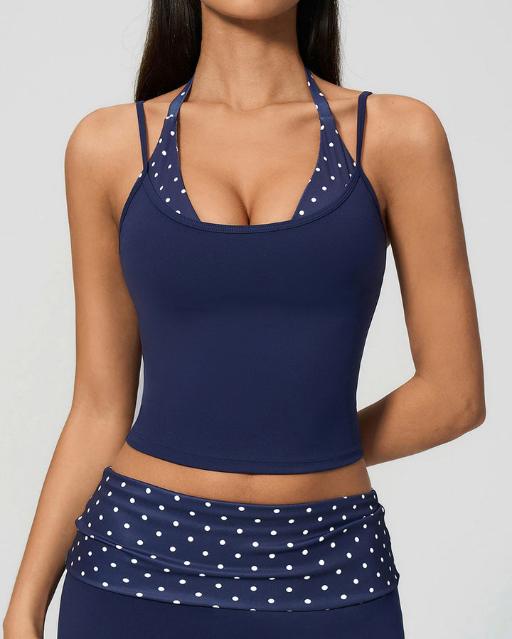 Lacey Crop Top - Navy Polka Dot