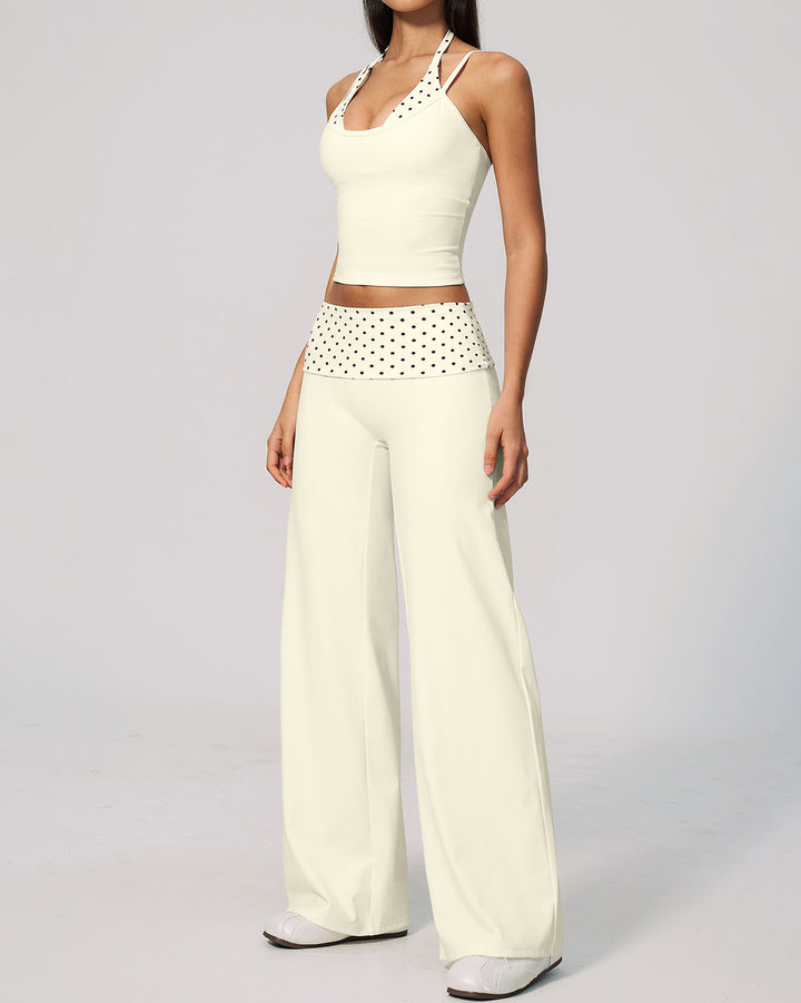 Lacey Leggings - Beige Polka Dot