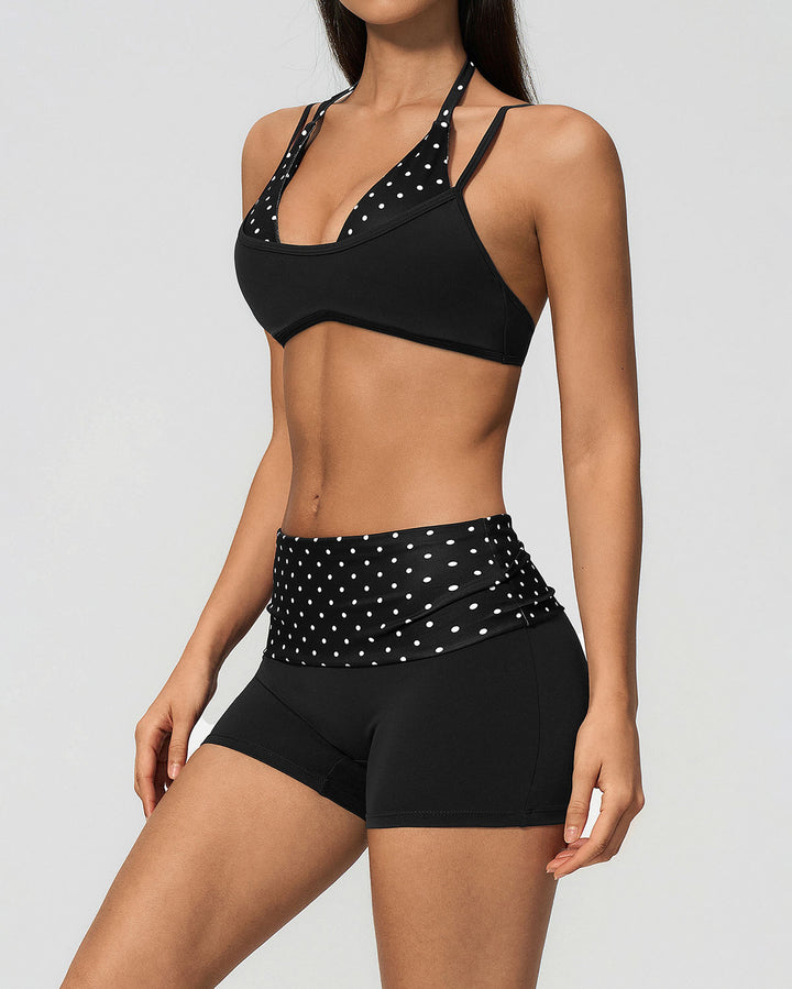 Lacey Sports Bra - Black Polka Dot