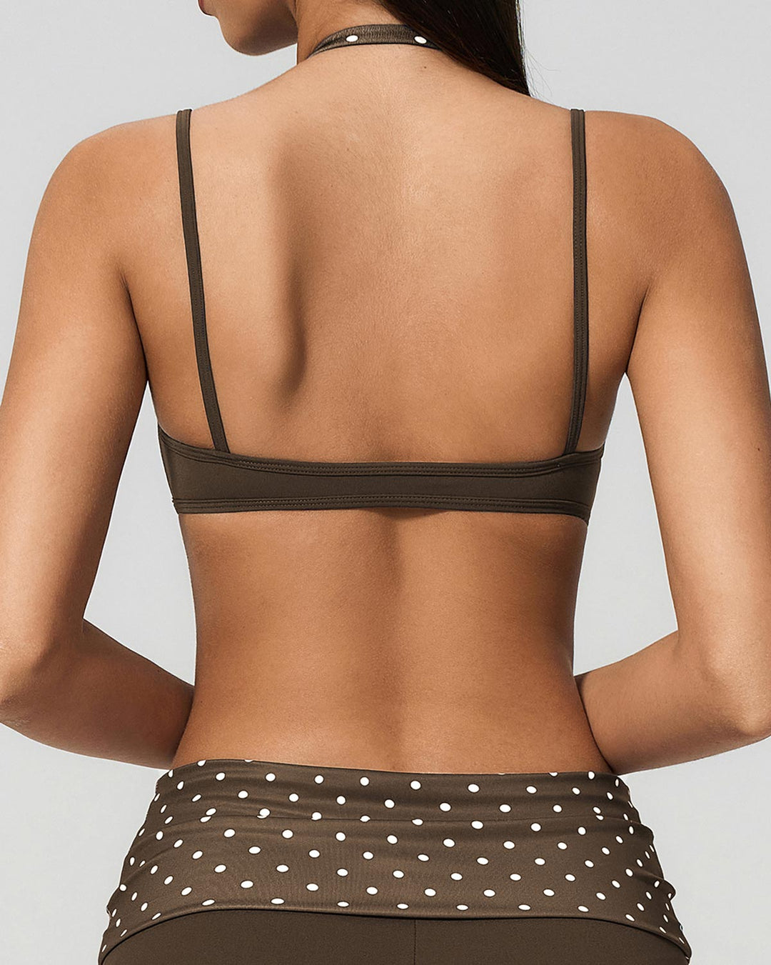 Lacey Sports Bra - Brown Polka Dot