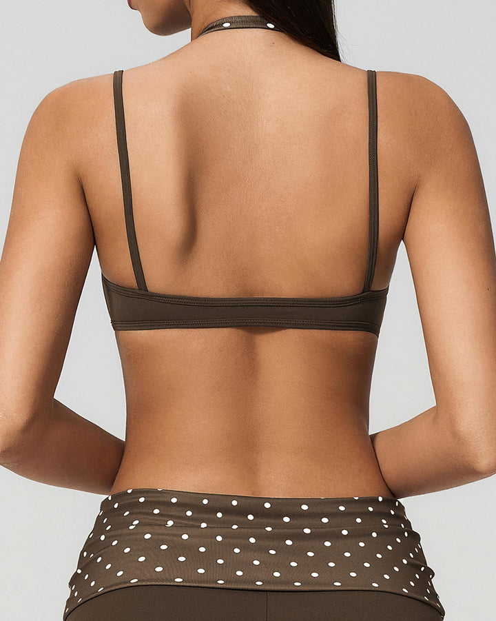 Lacey Sports Bra - Brown Polka Dot