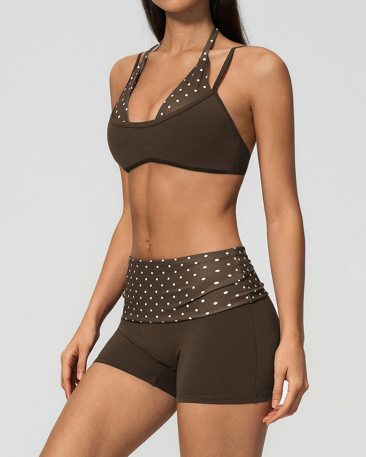 Lacey Sports Bra - Brown Polka Dot