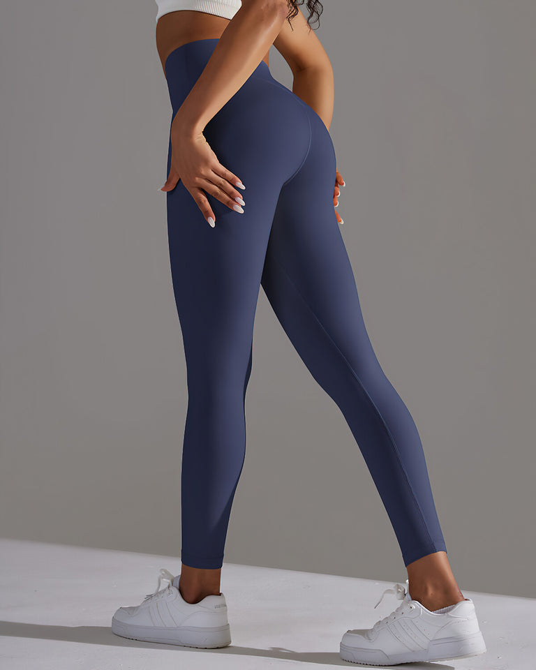 Dark Navy Blue Full Length Seamless Leggings For Women 