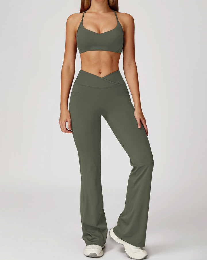 Mila Flare Leggings - Green