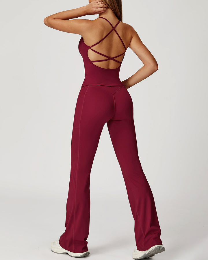 Mila Flare Leggings - Red