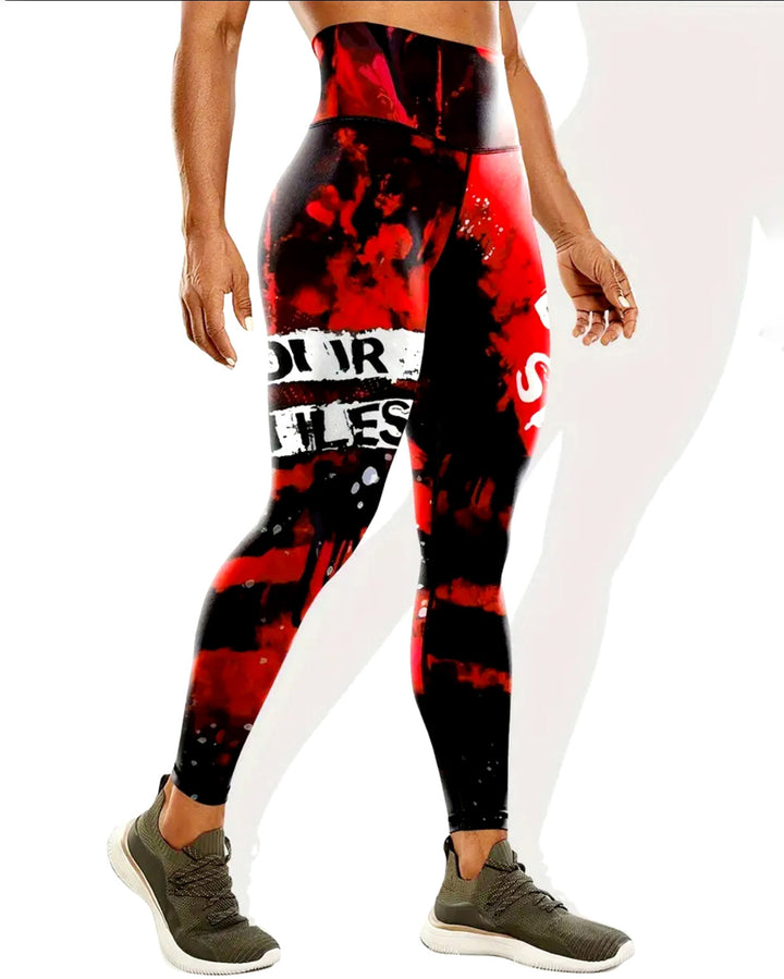 Neon Pulse Leggings - Crimson