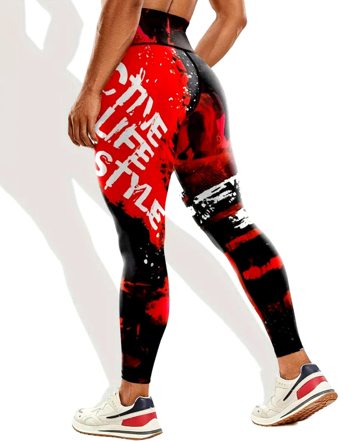 Neon Pulse Leggings - Crimson
