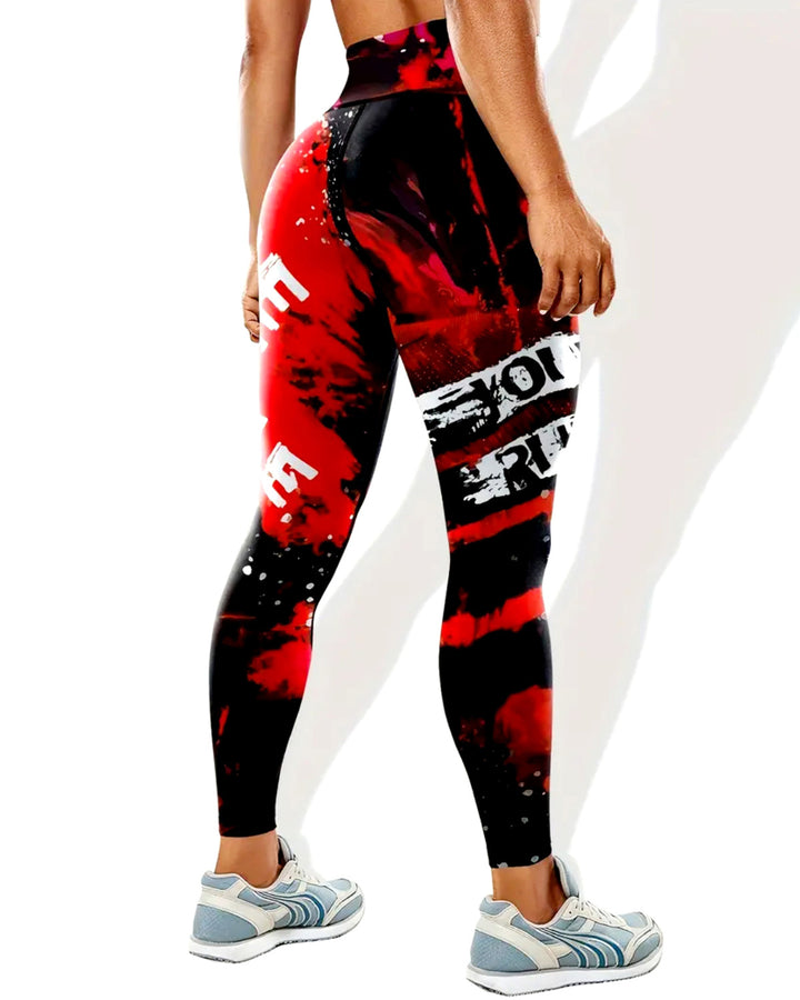 Neon Pulse Leggings - Crimson