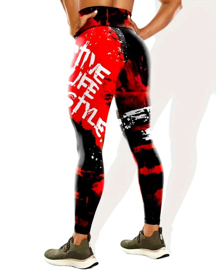 Neon Pulse Leggings - Crimson