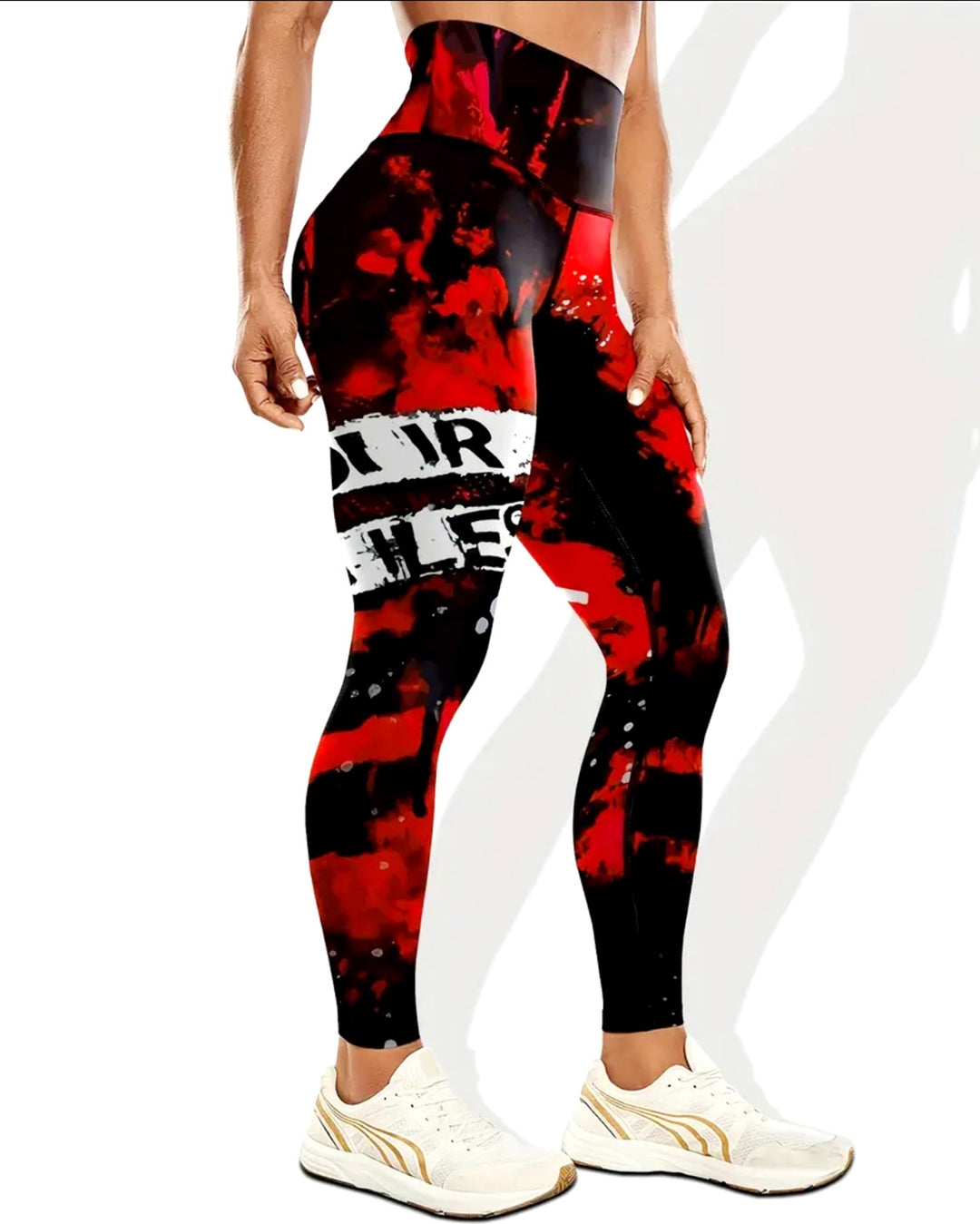 Neon Pulse Leggings - Crimson